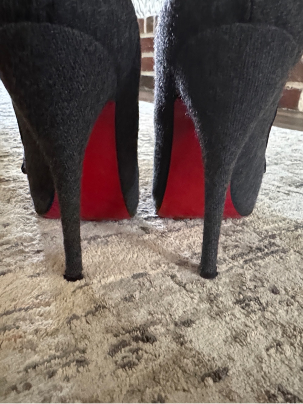 Christian Louboutin Gray Wool Ruffle Pumps - Picture 5 of 5